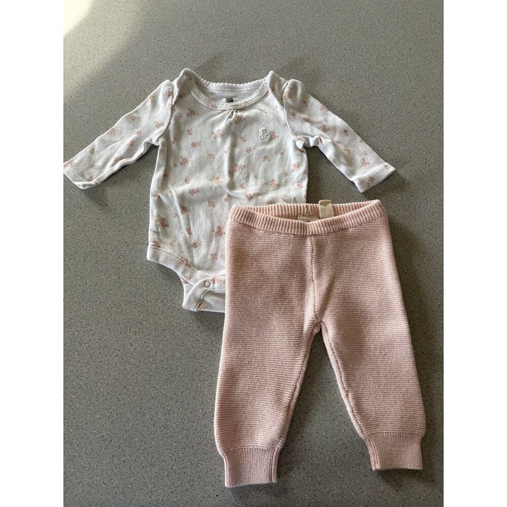 Baby Gap Long Sleeve Shirt and Pink Knit Pants Size 0-3 Months
